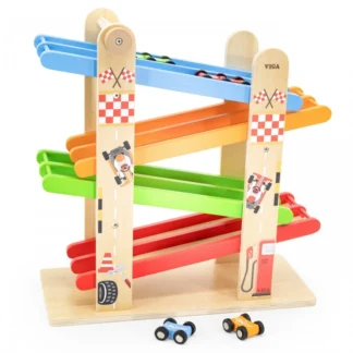 Drevená dvojitá šmykľavka pre autíčka Pretekárske dráhy