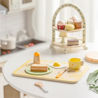 Drevená raňajková súprava 13 dielov.