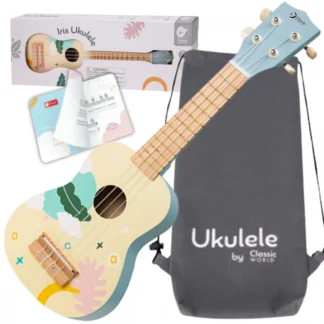 Drevená ukulele gitara pre deti modrá