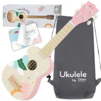 Drevená ukulele gitara pre deti ružová