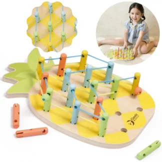 Drevené navliekacie kolíky v tvare ananásu, 21 ks.