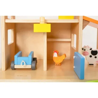 Drevený farmársky domček so záhradou a traktorom, 21 dielikov