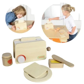 Drevený hriankovač + nôž na plátky masla, džem z taniera