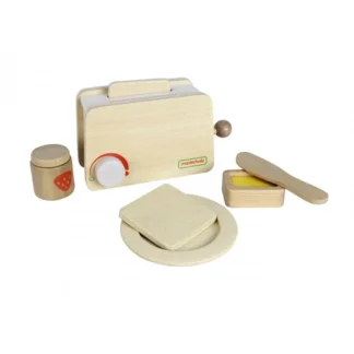 Drevený hriankovač + nôž na plátky masla, džem z taniera