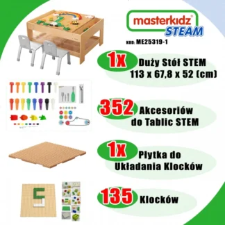Drevený vzdelávací stôl + PRÍSLUŠENSTVO K STENE STENOVÝCH MATERIÁLOV + 135 kociek