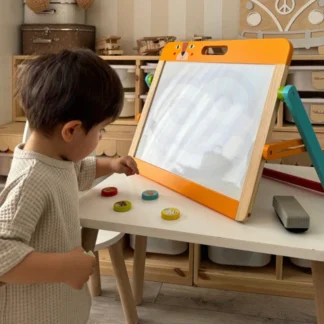 Magnetická vzdelávacia kriedová tabuľa 2 v 1 pre deti, magnety, špongia, 6 ks.