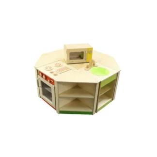 Pastelová kuchynská linka s príborníkom