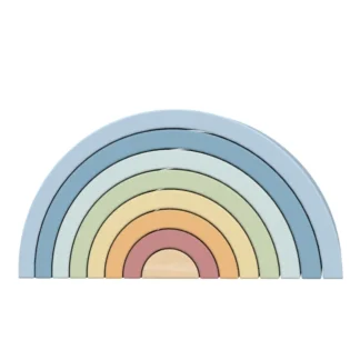 Pastelové dúhové Montessori drevené puzzle