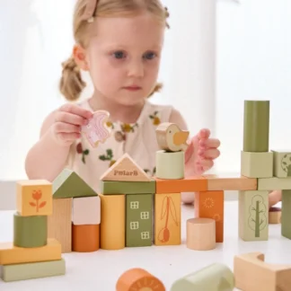 PolarB Drevené kocky Montessori zvieratká 50 ks.