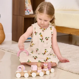 PolarB Ružový vláčik s kockami autíčok