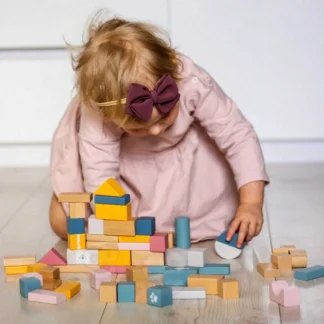 PolarB Sada drevených blokov vo vedre - 60 kusov