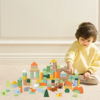 Sada drevených kociek Forest World, 100 ks.