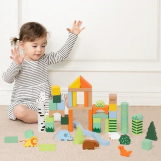 Sada drevených kociek Forest World, 50 dielov.