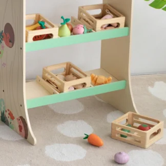 Sada drevených plechov na pečenie v košíku, 6 ks.