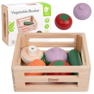 Sada drevených zeleniny v košíku 6 ks.