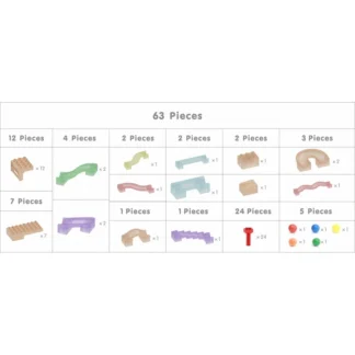 Stavebnica dráhy s guľôčkami STEM, 63 dielov.