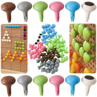 Veľké farebné kolíky na tabuľu s tematikou STEM, 64 ks – 6 farieb