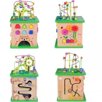 Vzdelávacie bludisko s prepletenými zvieratkami a triediacimi kockami