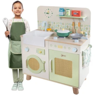 XXL multifunkčná drevená kuchyňa s práčkou a príslušenstvom