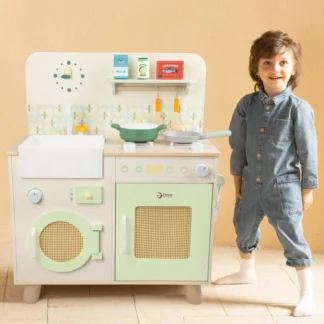 XXL multifunkčná drevená kuchyňa s práčkou a príslušenstvom